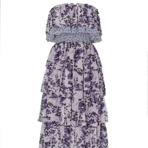 MISA Floral Tiered Maxi Dress in Blue